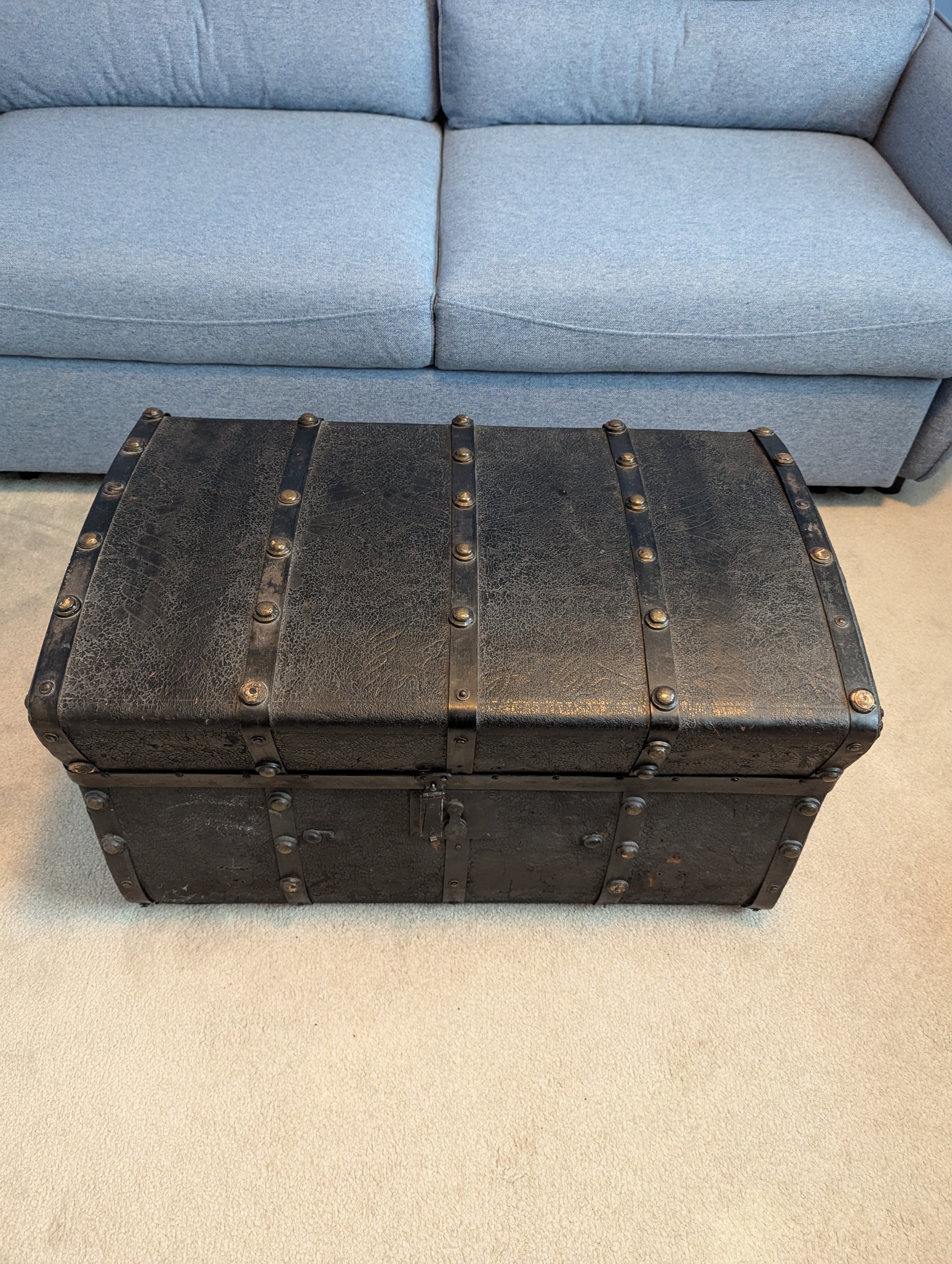 Antique leather trunk