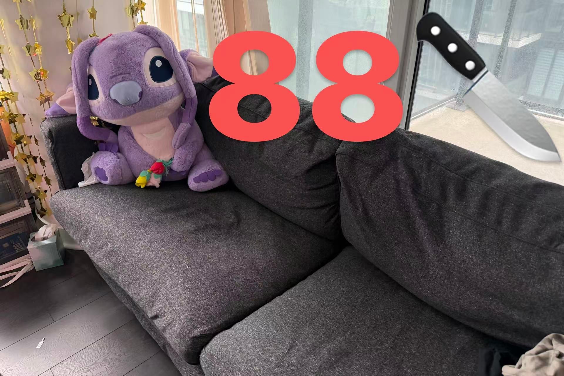 2-seat grey sofa cotton febric