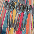 Vintage 24-Piece Towle Rainbow Striped Flatware & 6 Matching Placemats