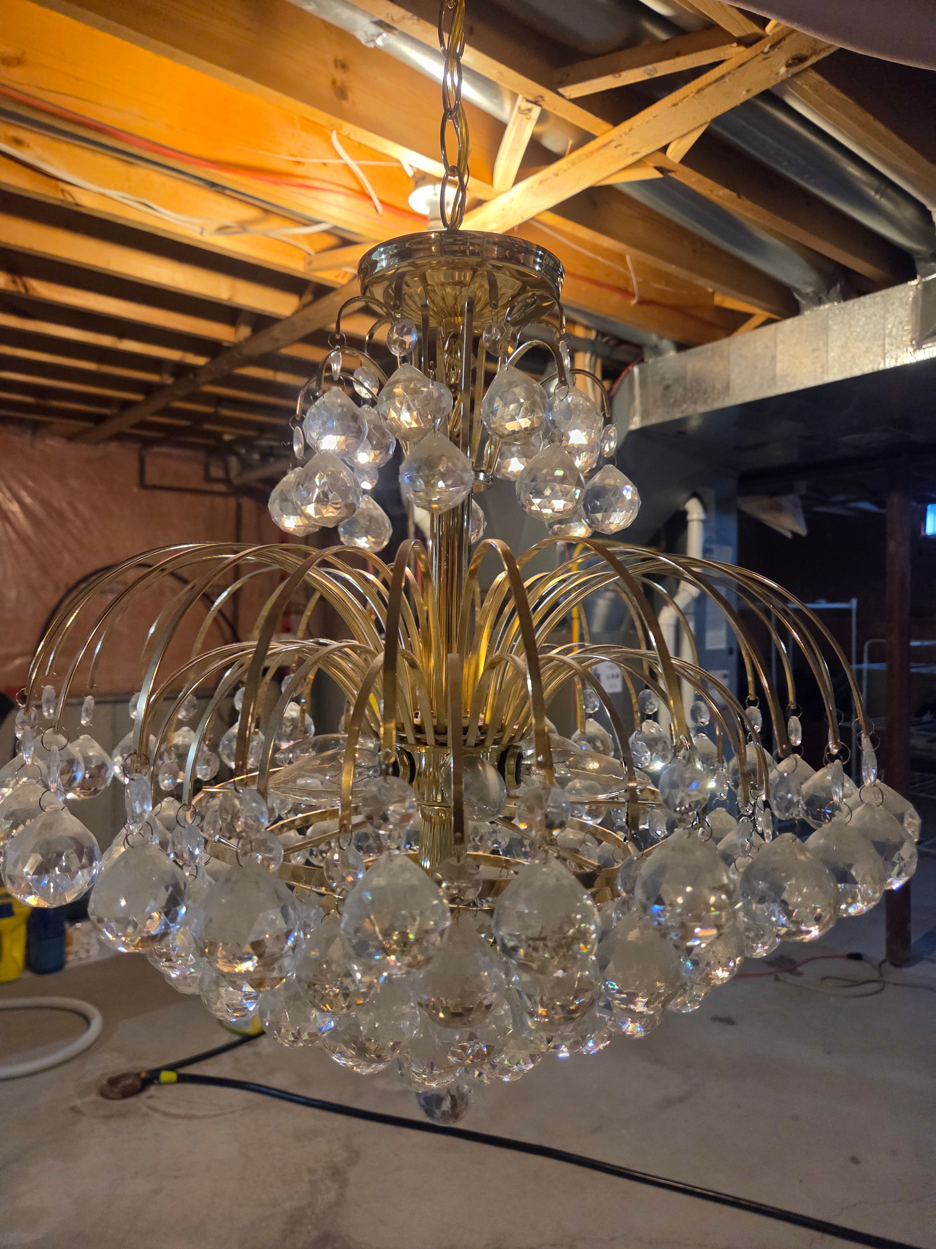 Gold Chandelier with Crystal Pendants
