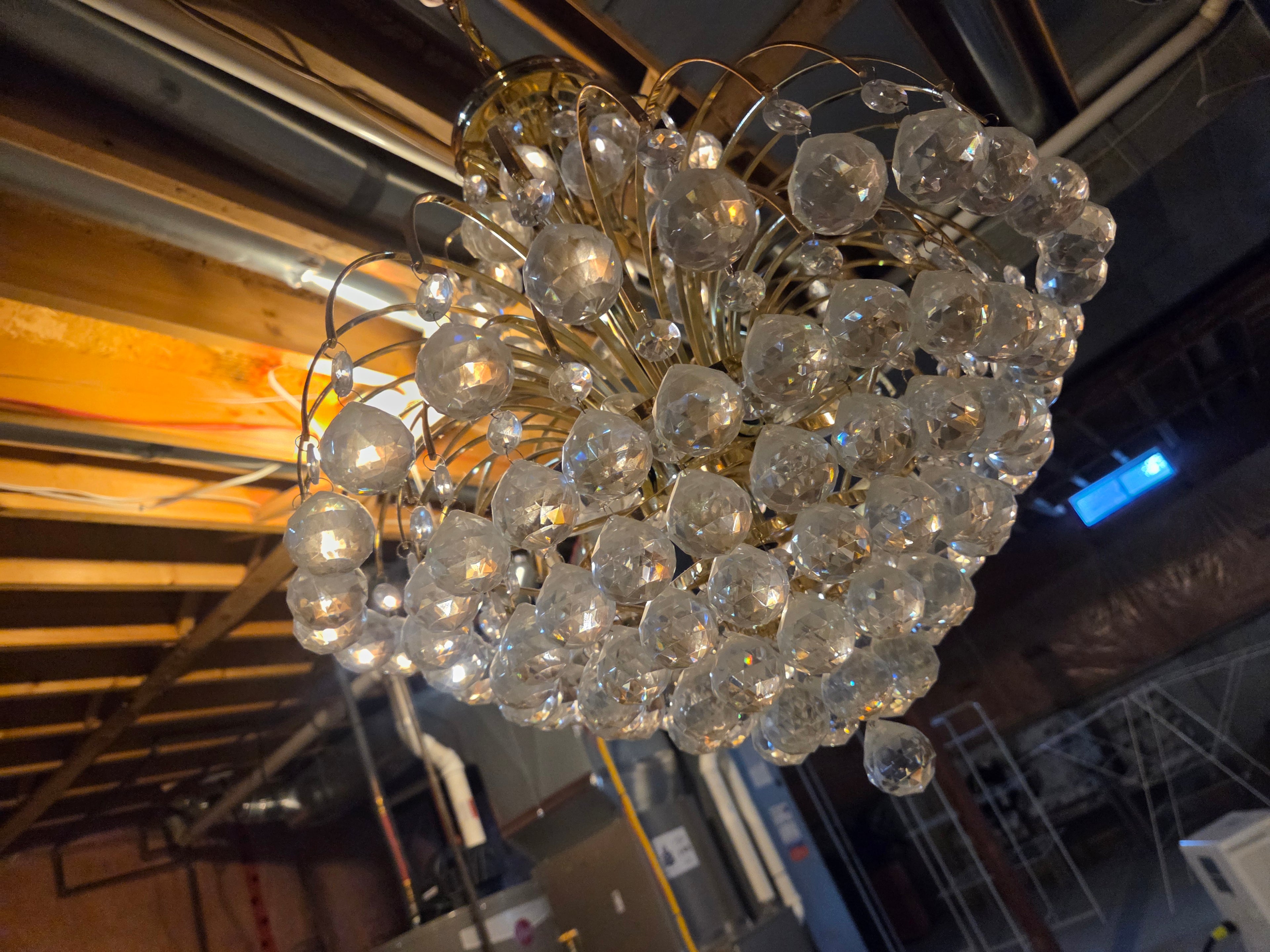 Gold Chandelier with Crystal Pendants
