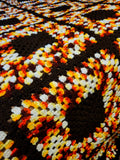 Mid-century modern hand knitted king size acrylic afghan blanket
