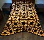 Mid-century modern hand knitted king size acrylic afghan blanket