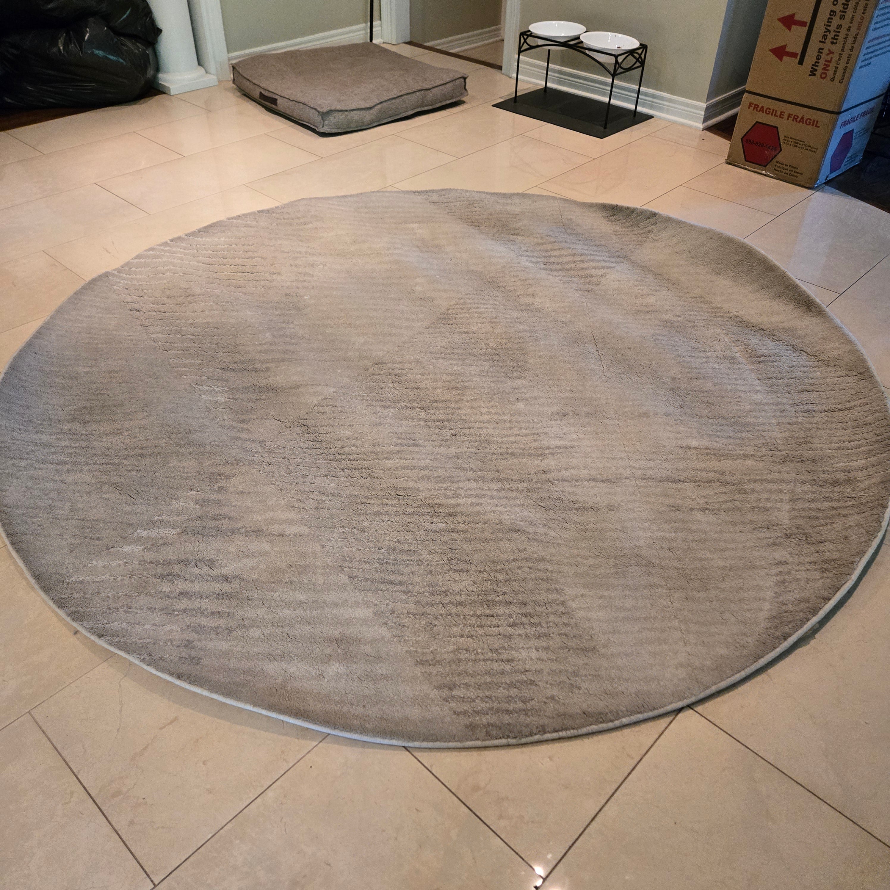 Premium Hand-Tufted Heavy Wool Area Rug - Grey / Beige