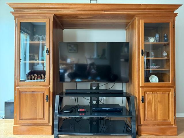 Mormon handcrafted maple T.V. Stand Hutch and coffee table