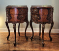 Antique Louis XIV French Provincial round drum nightstands