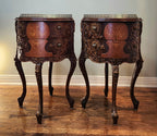 Antique Louis XIV French Provincial round drum nightstands