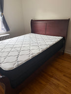 Wooden Queen bed frame and mattress