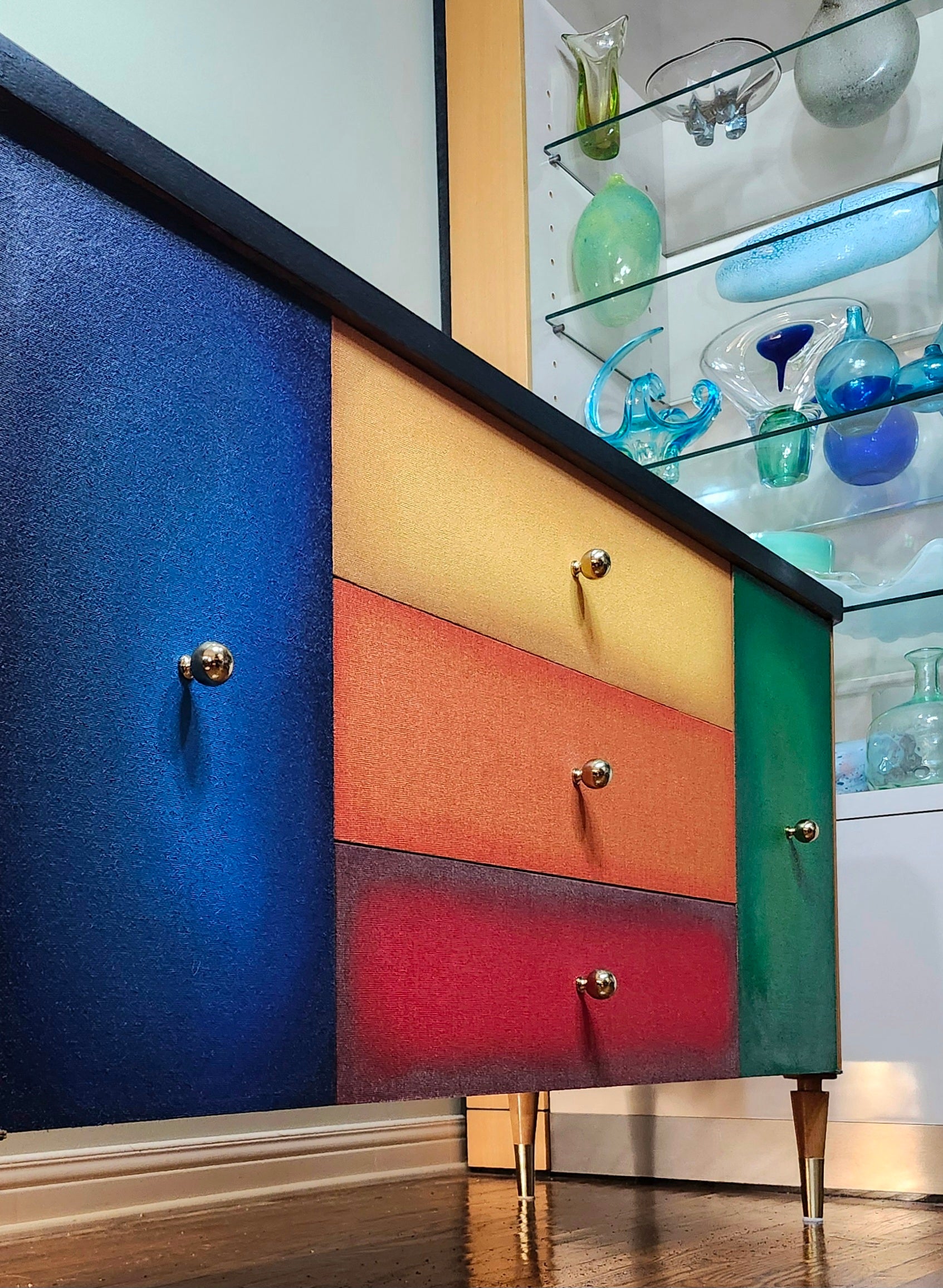Mid-century modern unique Cubism inspired dresser