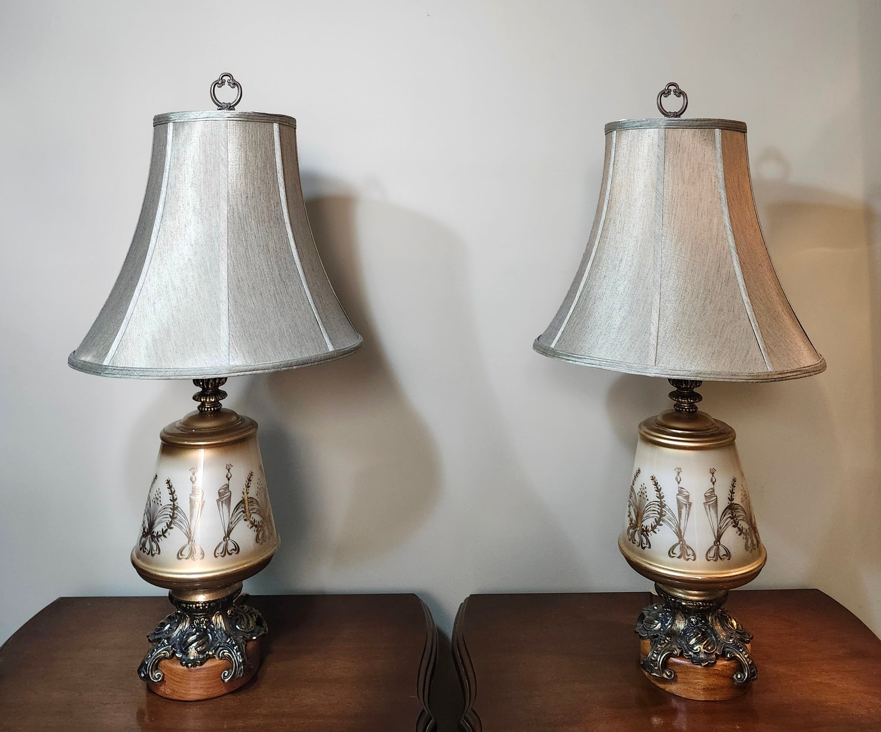 Hollywood Regency Opaline Lamps (X2)