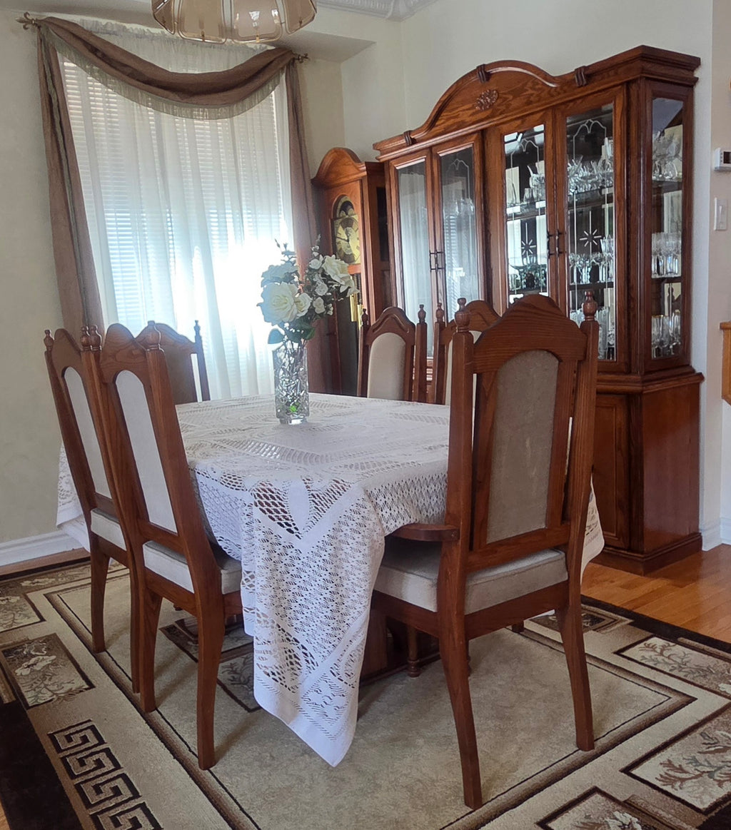 8 piece dining set with grandfather clock