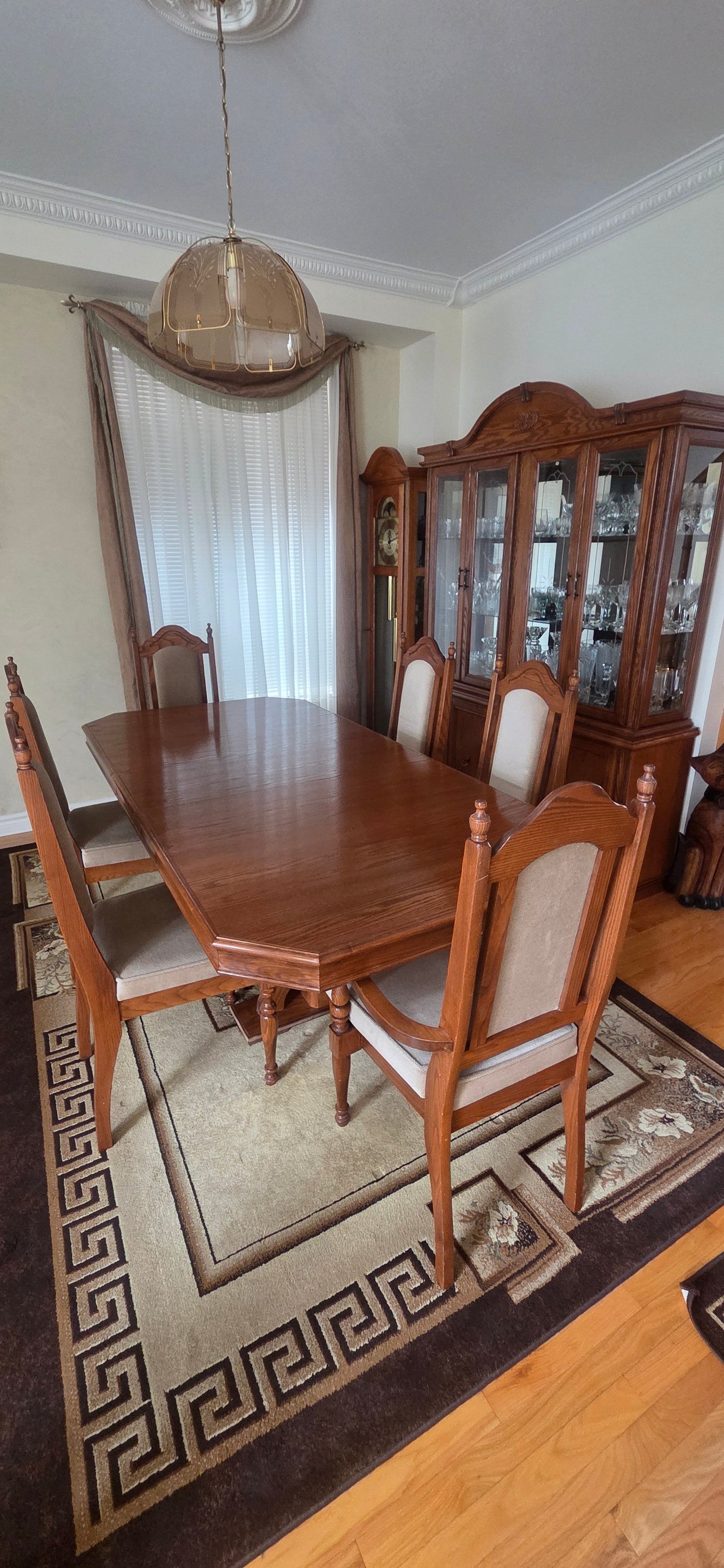 8 piece dining set with grandfather clock