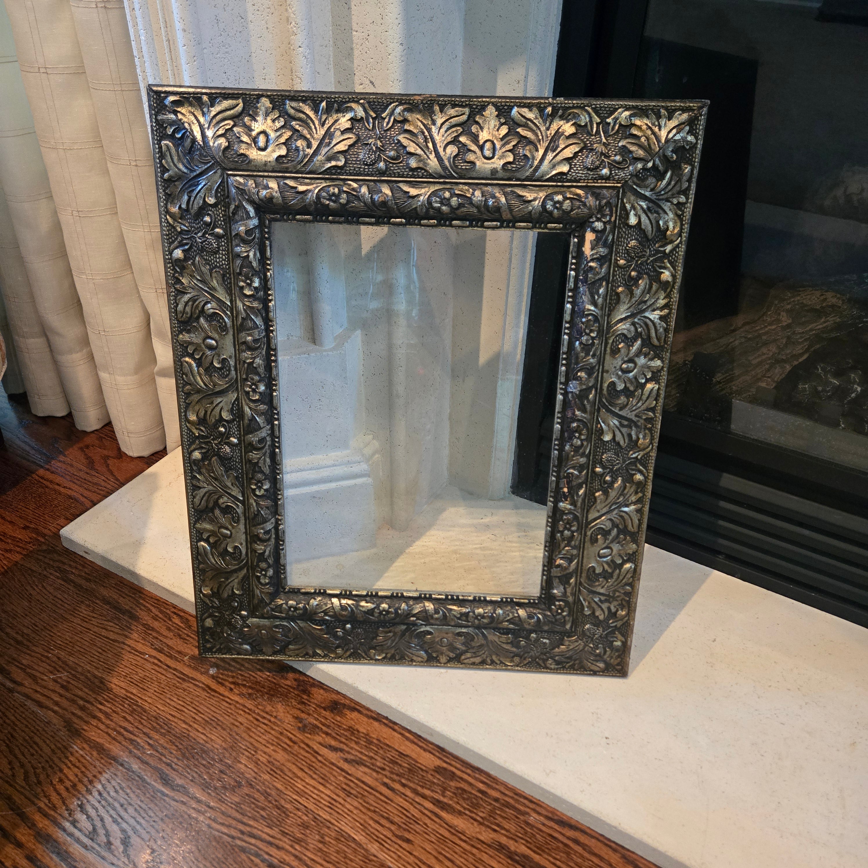 Antique 19th Century Italian Monastery Carved Mirror Frame - Gold Tone Patina