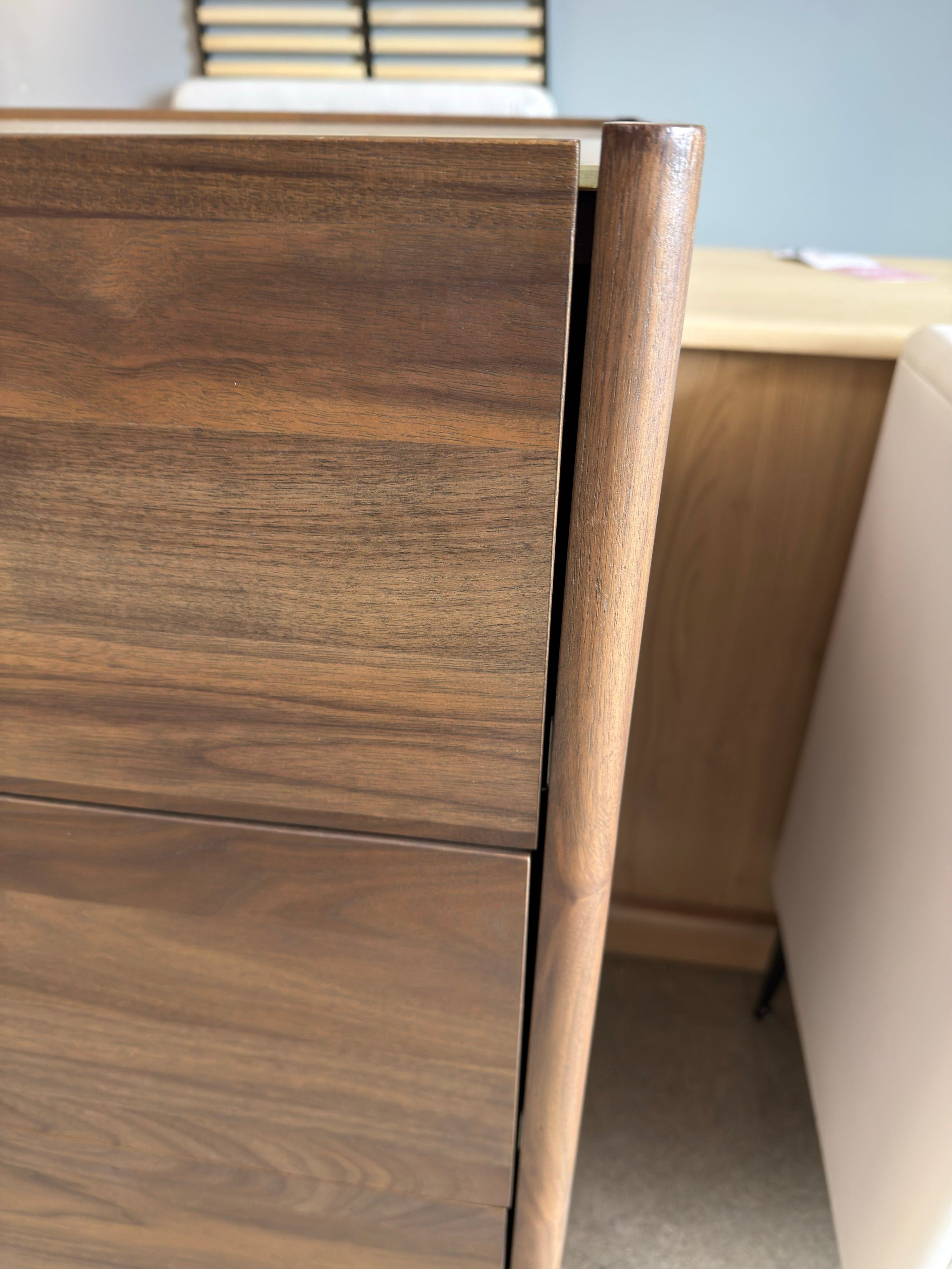 Nathaniel dark brown wood 6-drawer dresser with glass top (open box)