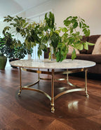 Magnificent rare La Barge solid brass & real marble coffee table